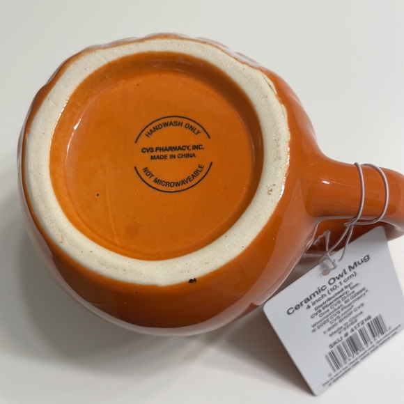 NEW ! Fall Fest Ceramic Figural owl coffee Mug Tea cup spice Orange Brown - Picture 7 of 8